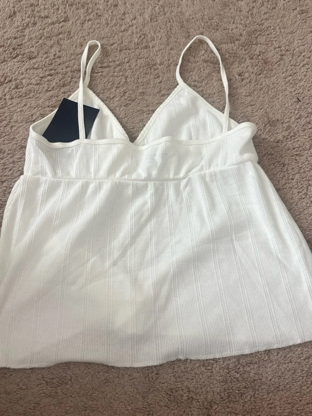 Brandy Melville White Ribbed V-Neck Cami Top - Lightweight Women's Tank